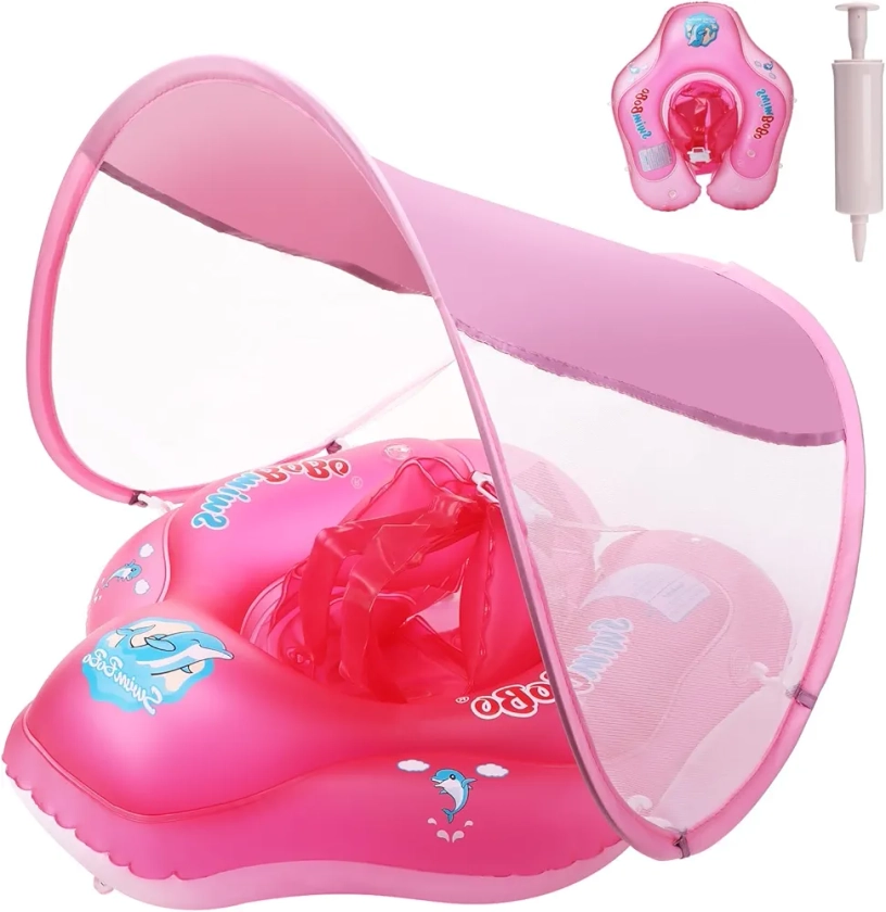 zootop Flotteur De Natation Gonflable pour Bébé, Flotteur De Piscine pour Bébé avec Auvent De Protection Solaire, Flotteur avec Taille Réglable pour Nourrissons, Tout-Petits âgés De 6 à 30 Mois