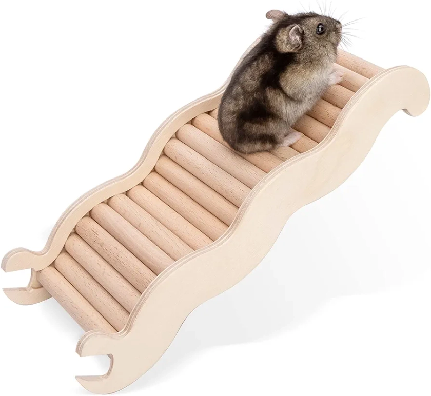Niteangel Hamster Climbing Toy Wooden Ladder Bridge for Hamsters Gerbils Mice and Small Animals (M)