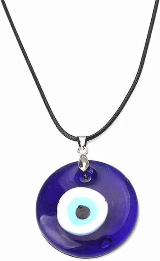 Evil Eye Necklace Turkish Blue Glass Leather Rope Evil Eye Necklace for Women Men Lucky Protection Jewelry