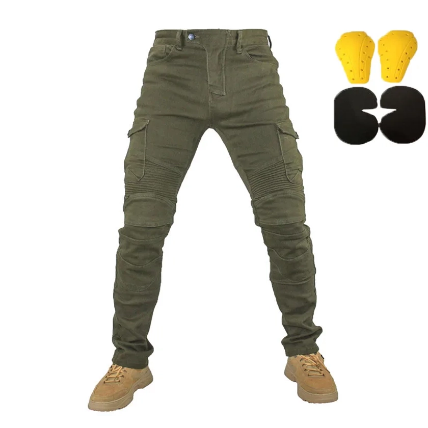 Pantalones vaqueros de moto para Hombre, vaqueros con plumas, versión estándar, para montar en coche, Verano - AliExpress