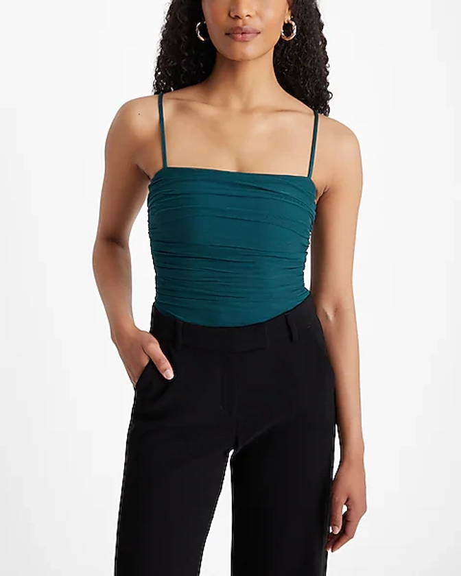 Body Contour Mesh Cropped Cami With Removable Cups