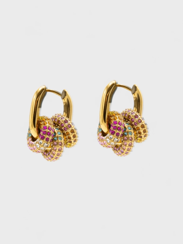 Square Harmony Trio Earrings - Multicolor