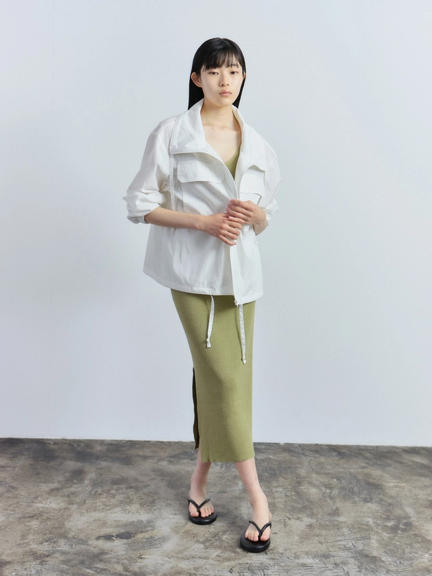 RIBBED KNIT MIDI SKIRT - LIGHT GREEN —  MIJEONG PARK - LA based womenswear label
