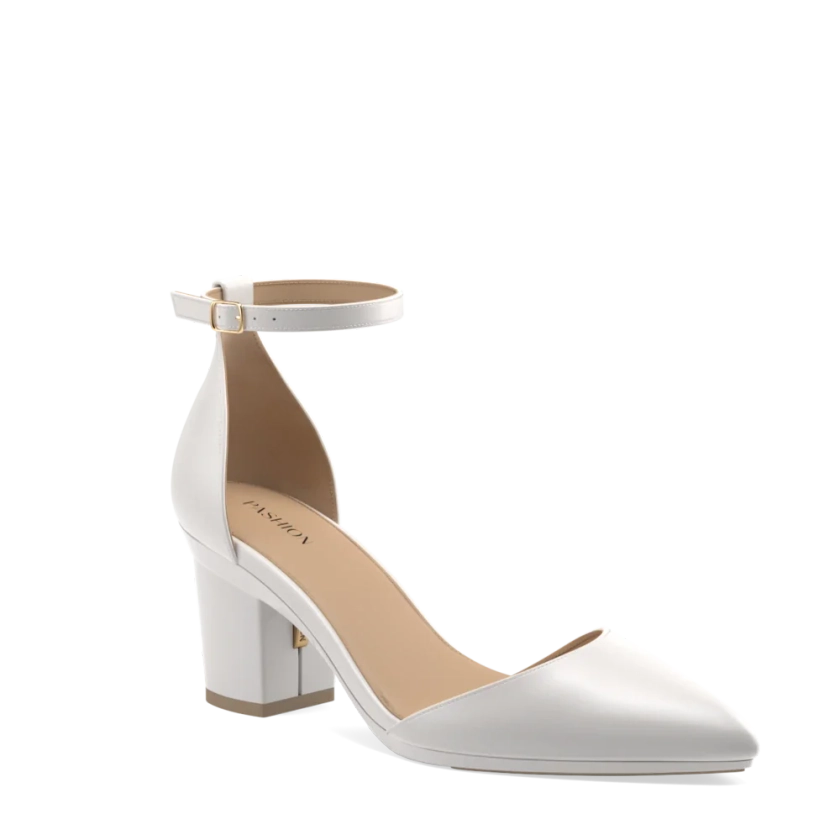 The D'Orsay - White Satin + Block Heel Kit 3 White