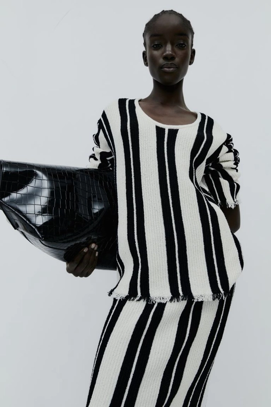 Oversized jumper - White/Black striped - Ladies | H&M GB