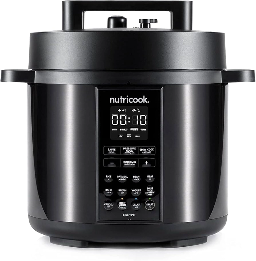 Nutricook Smart Pot 2, 6 Liters, 9 In 1 Electric Pressure Cooker, Slow Cooker, Rice Cooker, Steamer, Sauté Pot, Yogurt Maker & More, 12 Smart Programs With New Smart Lid, 2 Years Warranty