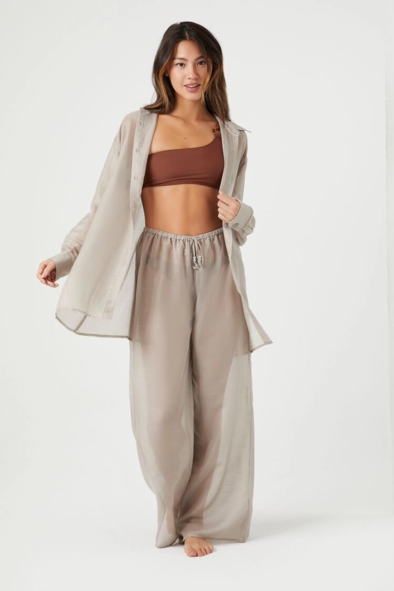 Wide-Leg Swim Cover-Up Pants | Forever 21
