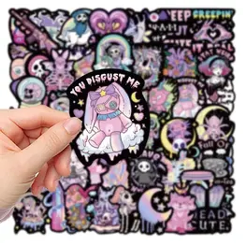 Gothic Style Sticker, 56pcs Cartoon Self Adhesive Decorative Stickers for Scrapbooking, Cute Decals for Gift Bags Greeting Cards Gift Wrapping, Multicolor Stickers, Craft Stickers for Water Bottle, Laptop, Notebooks, Planners, Journals