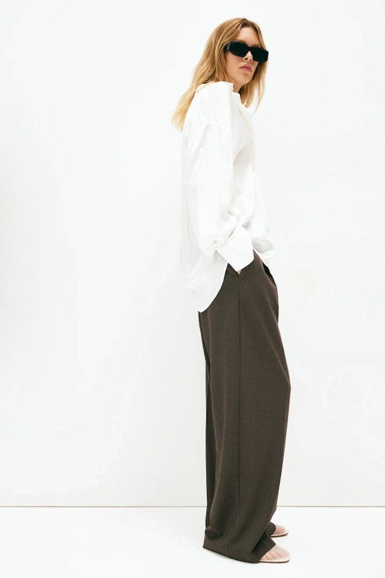 Wide trousers - Dark brown - Ladies | H&M GB