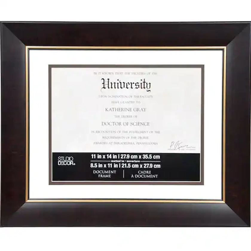 8.5" x 11" Brown & Gold Document Frame with Mat by Studio Décor®