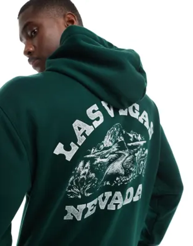 Hollister - Sweat à capuche décontracté avec inscription Las Vegas au dos - Vert