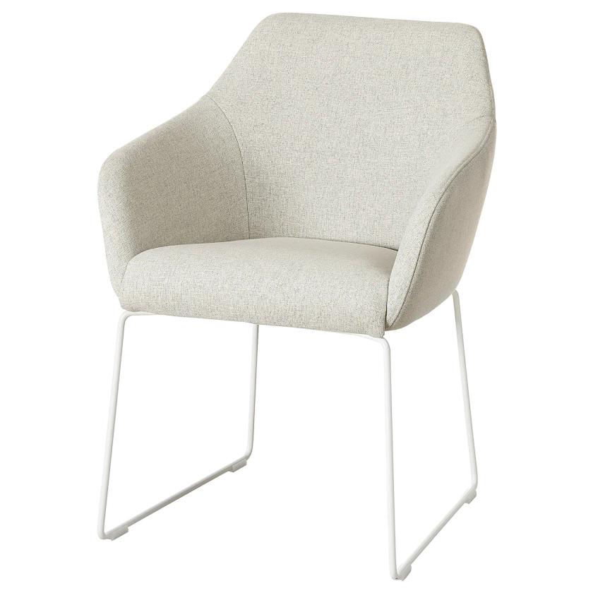 TOSSBERG dining chair, metal white/Gunnared beige - IKEA