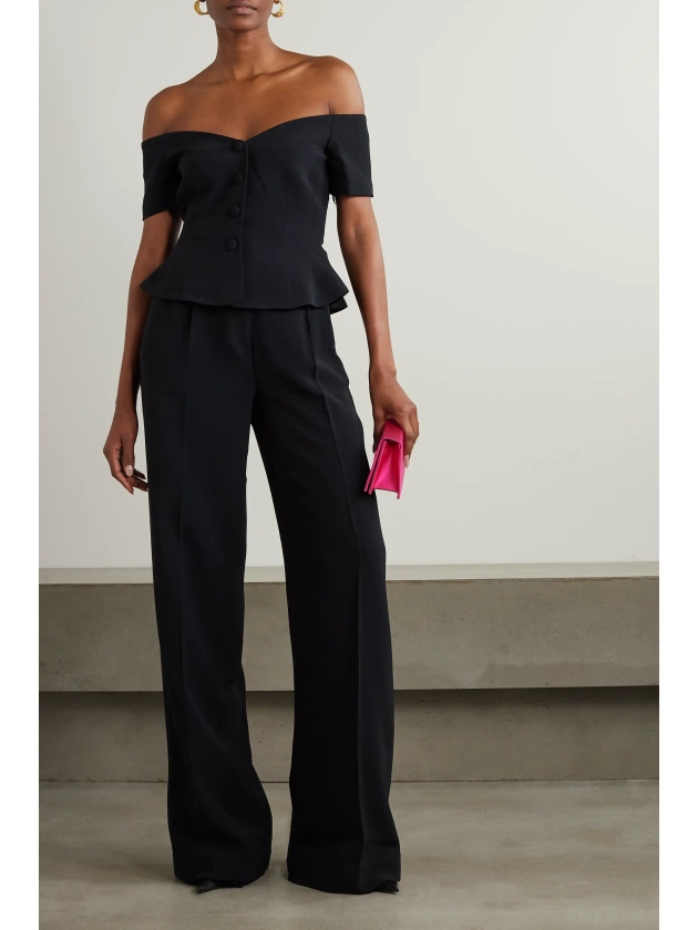 SALONI Clementine off-the-shoulder crepe peplum top | NET-A-PORTER