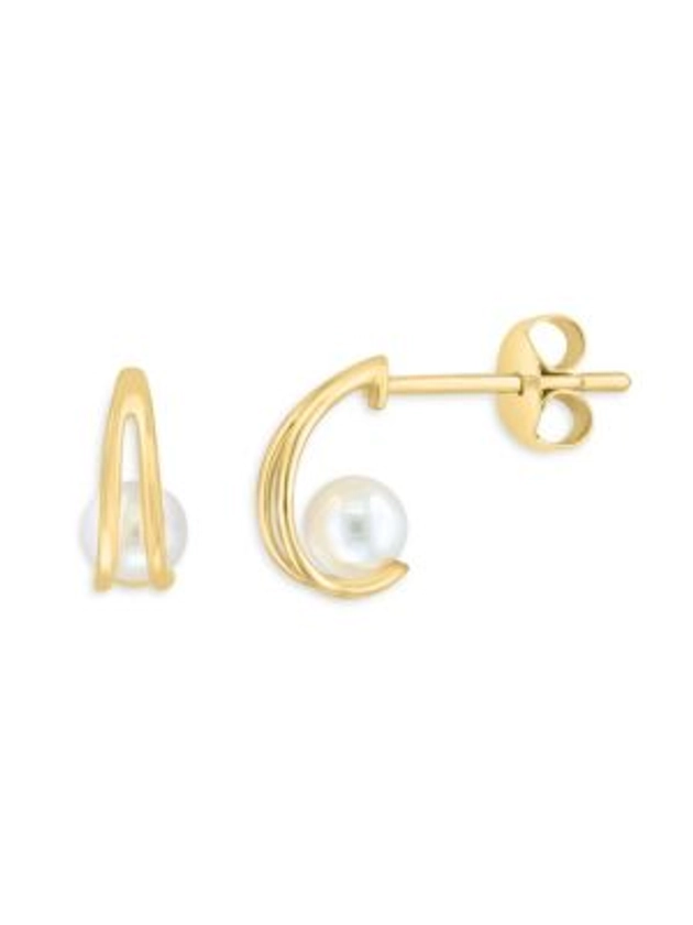 Effy 14K Yellow Gold & 3MM Freshwater Pearl Stud Earrings on SALE | Saks OFF 5TH