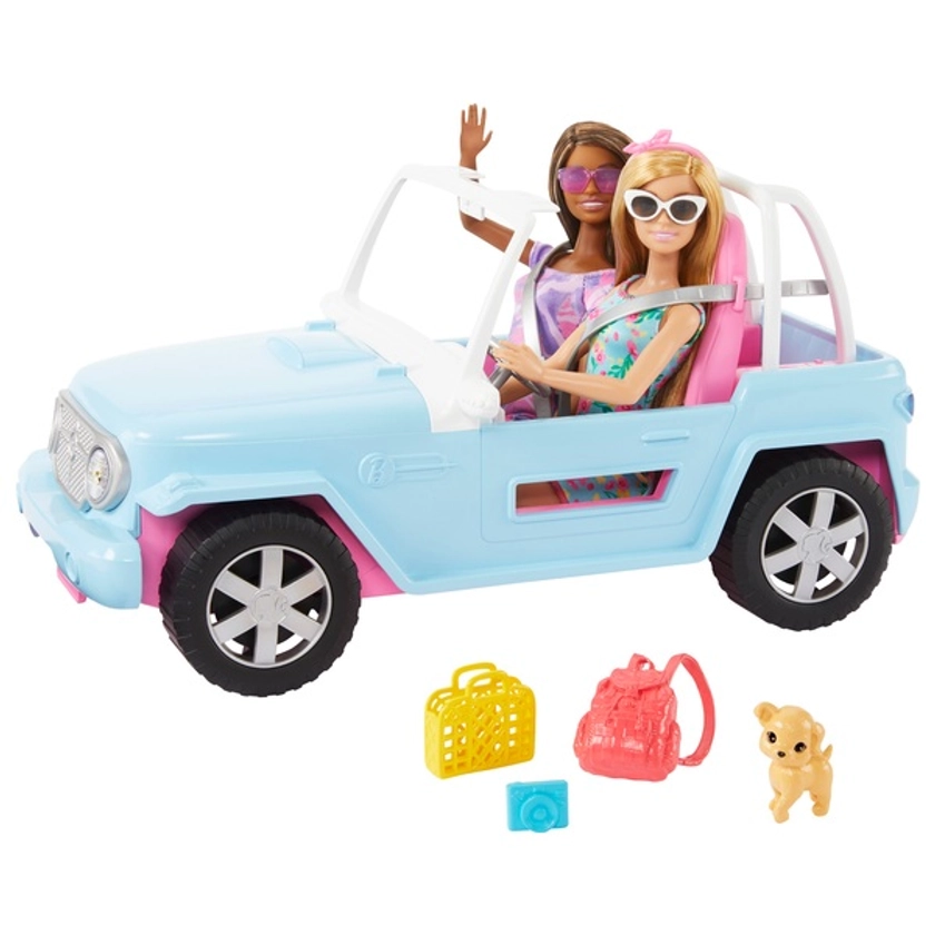 Barbie Jeep with 2 Dolls, Puppy and Accessories Set | Smyths Toys UK