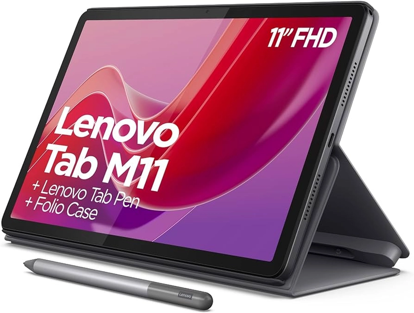 Lenovo Tab M11 - Tablet de 11" (MediaTek Helio G88, 8GB RAM, 128GB Ampliables hasta 1 TB, 4 Altavoces, WiFi, Bluetooth, Android 13) Gris Luna - Incluye Funda y Tab Pen