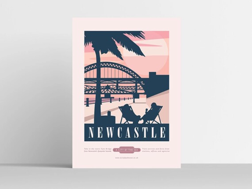 Newcastle Quayside Seaside Travel Poster Print