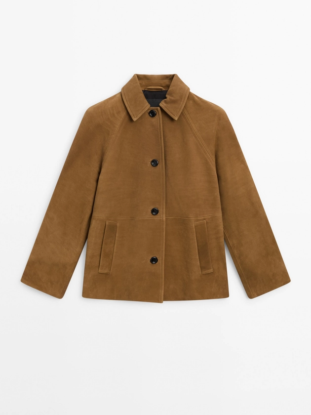 Veste nubuck en cuir · Camel · Jupes | Massimo Dutti