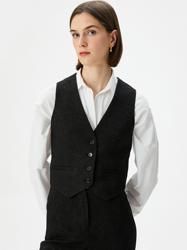 Koton Self-Designed V-Neck Waistcoat