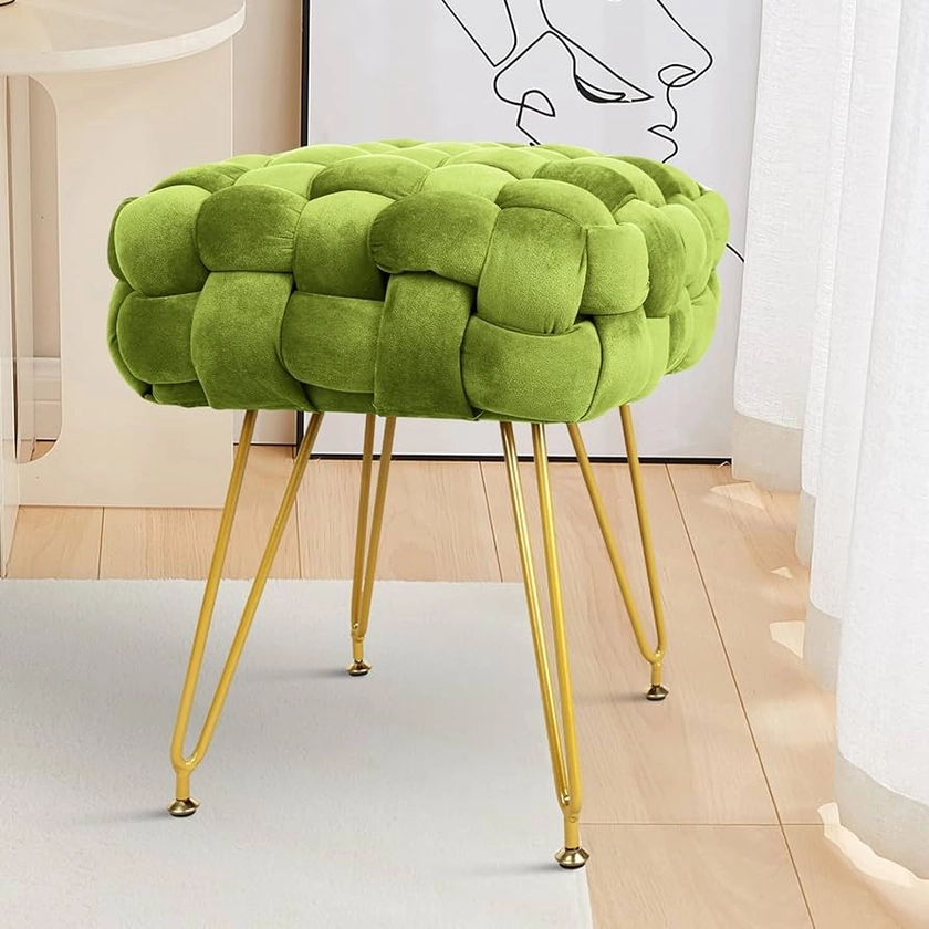 Amazon.com: ACEHOME Square Ottoman Footrest, Velvet Footrest Stool, Vanity Stool for Makeup Room, Ottoman Footrest Stool with Golden Metal Legs, for Living Room Bedroom Entryway, Green : Home & Kitchen