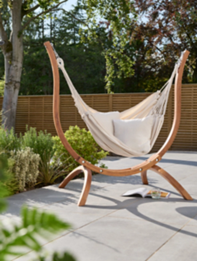 Canvas Hanging Chair with Wooden Stand