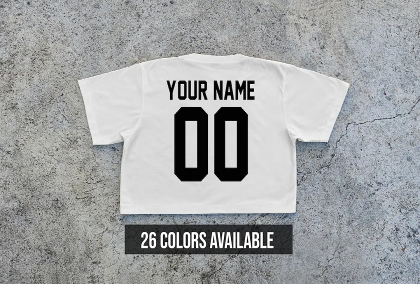 Back Custom Team Name and Number Crop Tshirt, Personalized Football Crop Tshirt, Soccer Team Crop Tshirt, Personalized Soccer Jersey Crop - Etsy UK