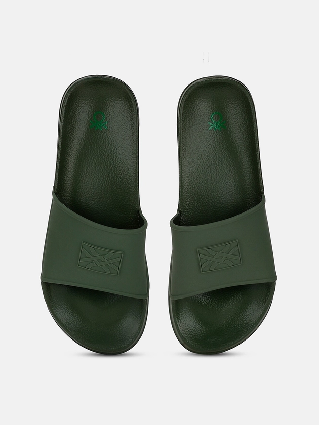 United Colors of Benetton Men Spliced Logo Sliders