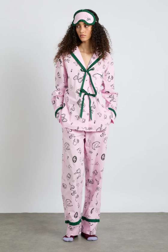 antonella pj set - pink sleep symbols