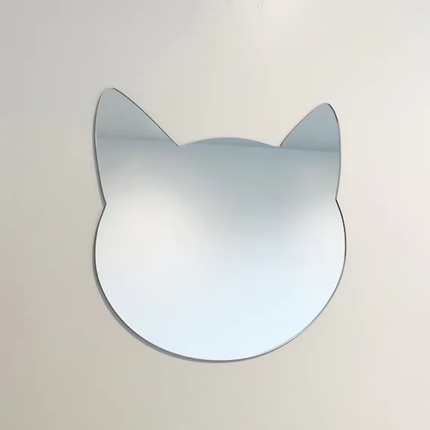 Cat Head Mirror Wall Decor - Charming Animal-Inspired Home Accent, Elegant Feline Mirror, Good Luck Cat Wall Art, Sophisticated Pet Decor