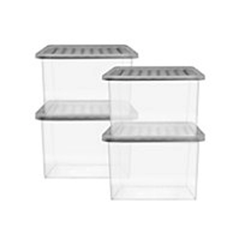 27L Grey Plastic Storage Boxes - Pack of 4 | Home | George at ASDA