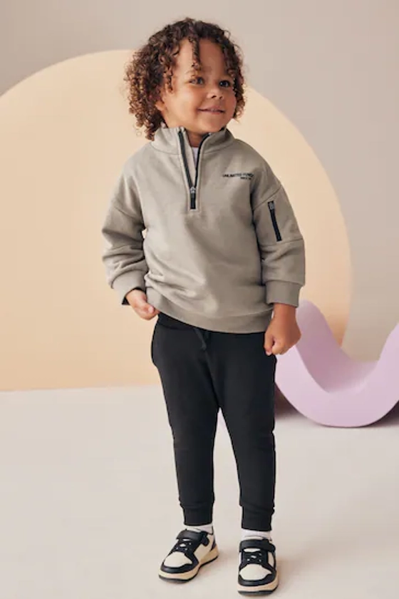 Buy Mink Brown Funnel Zip Neck Sweatshirt and Joggers Set (3mths-7yrs) from the Next UK online shop