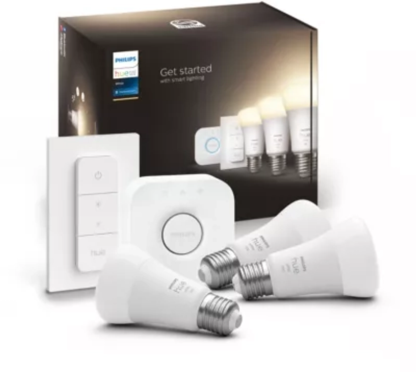 Pack PHILIPS HUE White E27 x3 + pont + tlc | Boulanger