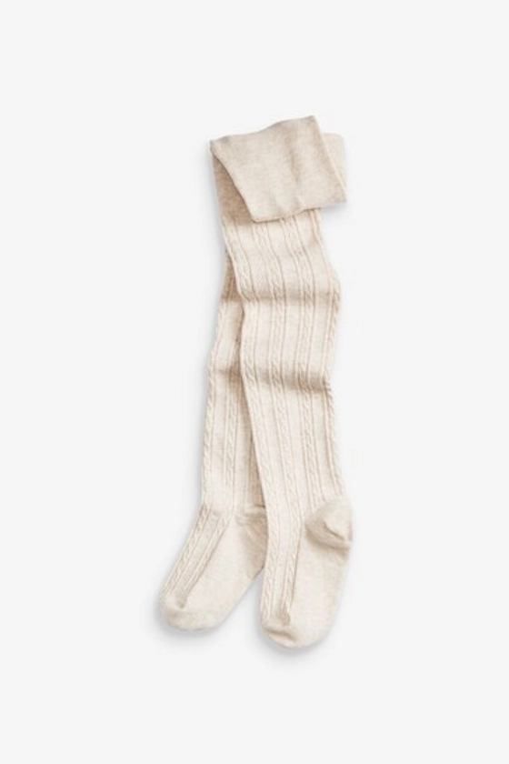 Buy Oatmeal Cream Cotton Rich Cable Tights from the Next UK online shop