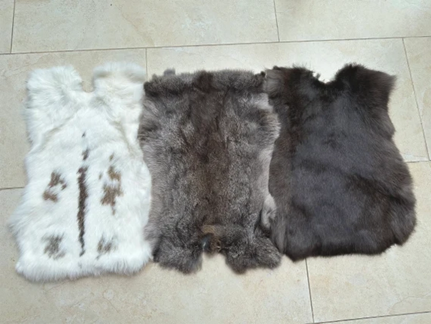 1-3 Pcs Natural color Rabbit Fur Pelts,40*30cm.High quality craft grade rabbit fur.Animal fur,Craft fur,Craft Skin.
