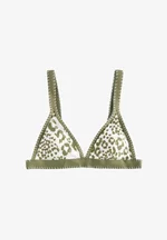 CONTRAST WHIPSTITCH - Haut de bikini - ecru khaki green leopard