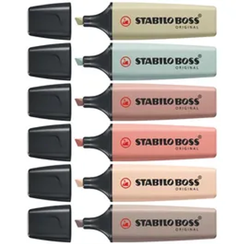 STABILO BOSS ORIGINAL NATURE COLORS - Pack de 6 surligneurs - couleurs assorties