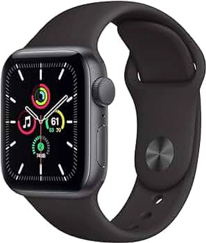 Apple Watch SE (GPS, 40mm) - Space Gray Aluminum Case with Black Sport Band (Renewed)