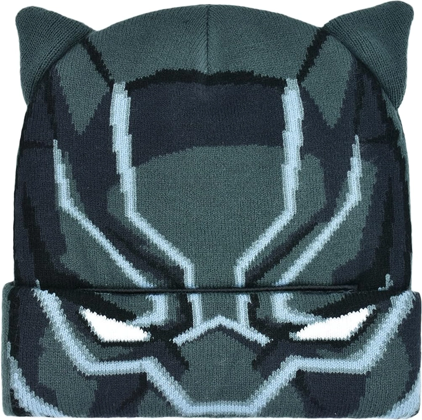 Concept One Marvel Black Panther Roll Down Cuff Beanie Hat, Black, One Size