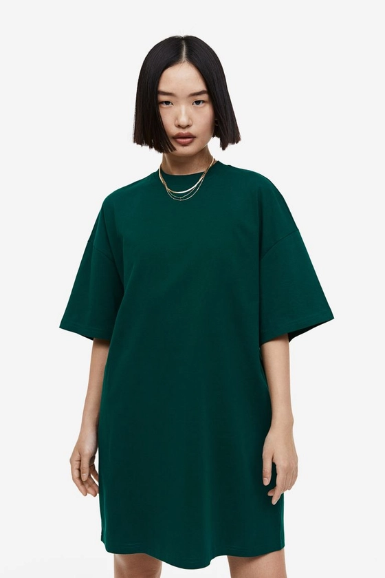 Robe t-shirt oversize - Vert foncé - FEMME | H&M BE