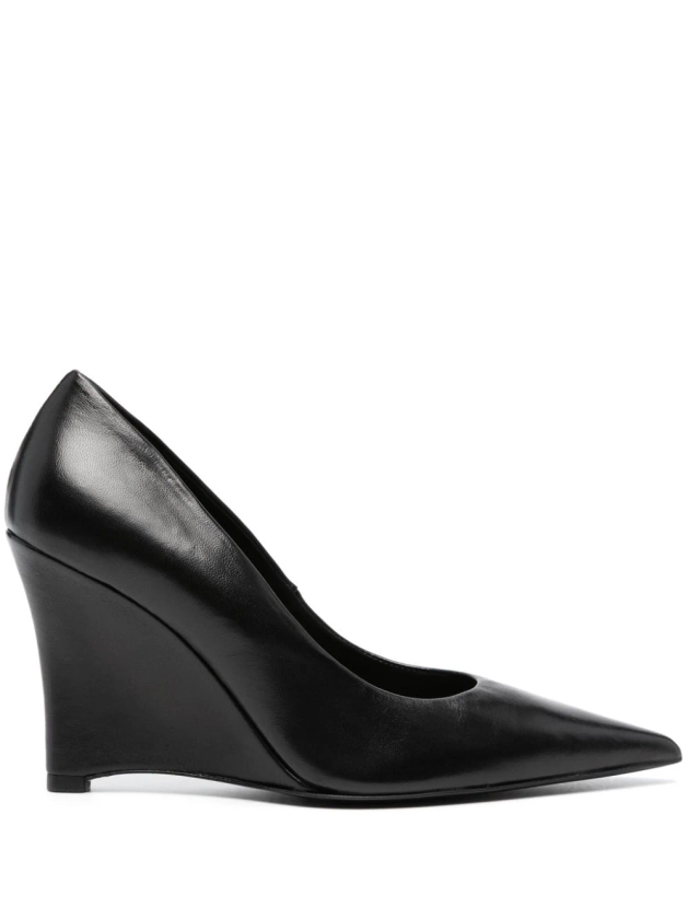 PINKO 90mm Wedge Leather Pumps - Farfetch