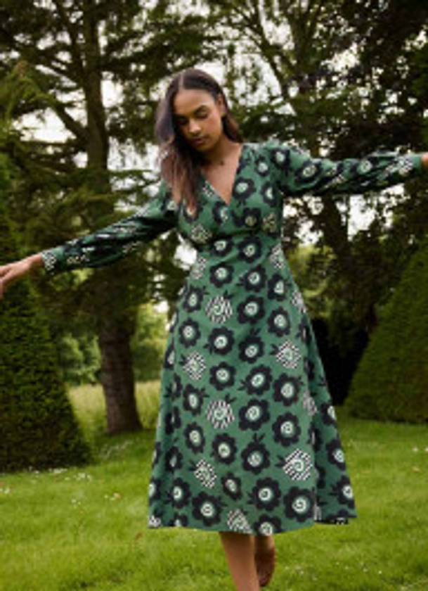 Celia Birtwell X Joanie - Candyflower Print Bell Sleeve Midi Dress