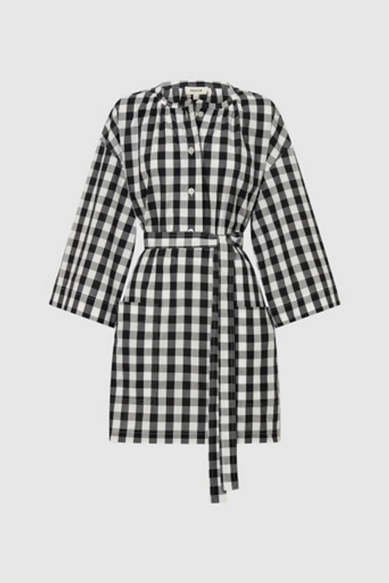 Gingham Popover Dress - Black | 