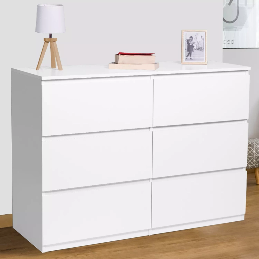 Commode 6 tiroirs TOMI 110 cm bois blanc IDMarket