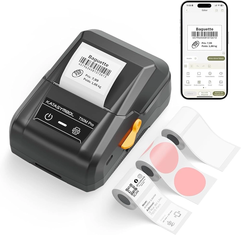 SUPVAN T50M Pro Bluetooth Label Maker Contains 3 Roll Labels – Labeling Machine Self-Adhesive Mini Thermal Printer Label Suitable for Commercial Businesses Schools Offices Homes : Amazon.fr: Office Products