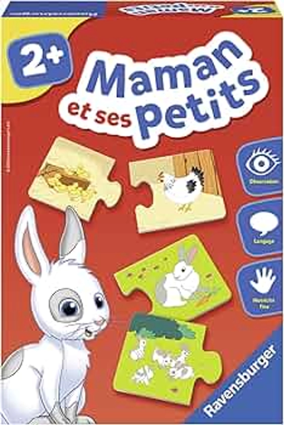 Ravensburger - Jeu Educatif - Maman et ses petits - Découverte des animaux - Premier jeu d'association - Puzzle enfant Premier Age - A partir de 2 ans - 24023