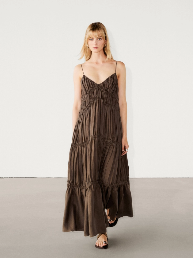 Strappy dress with gathered detailing - Massimo Dutti Ireland