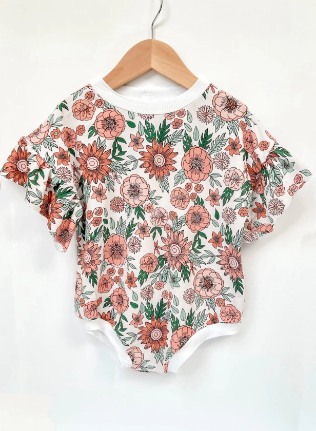 Vintage Floral Sweater Romper Ruffle Sleeves Baby Romper - Etsy