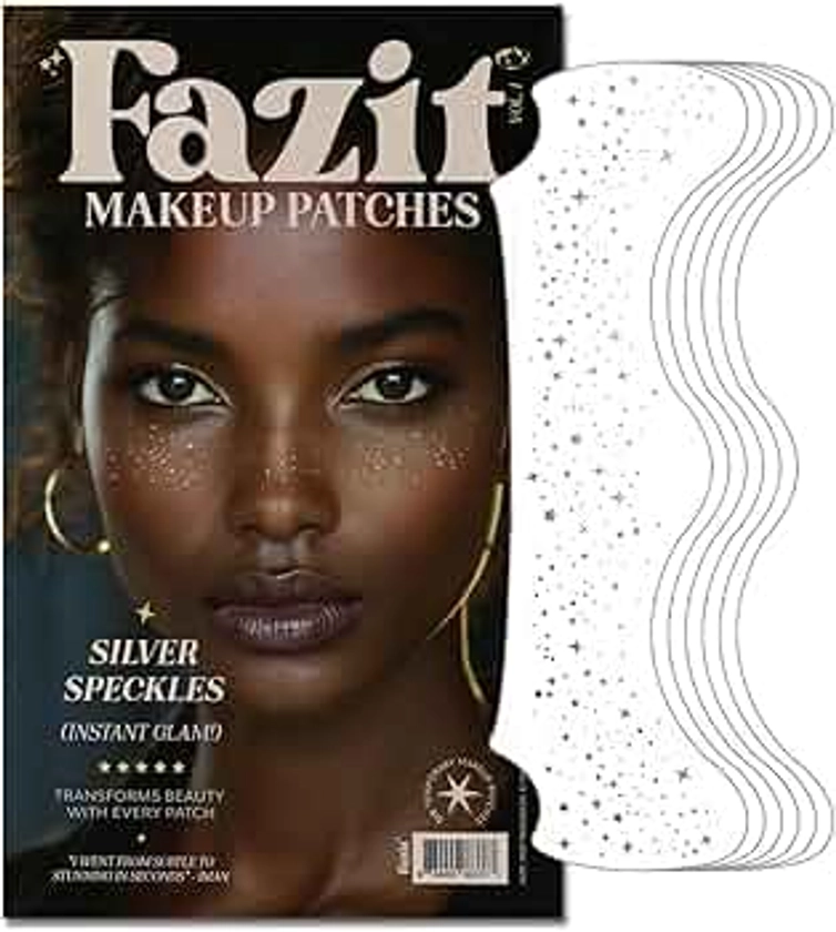 Makeup Patches - Silver - Face Glitter Makeup Speckles - Glow Up Makeup Patches - Face Glitter Speckles Patches - Cute Glitter Makeup Accessories for Women - Cosmetic Glitter for Face - 6 Count