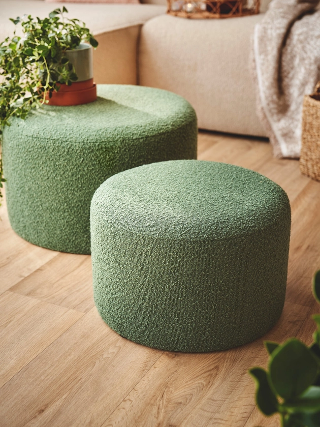 Pouf | MDF/polyester/polyuréthane. Ø39 x 25 cm. | Søstrene Grene