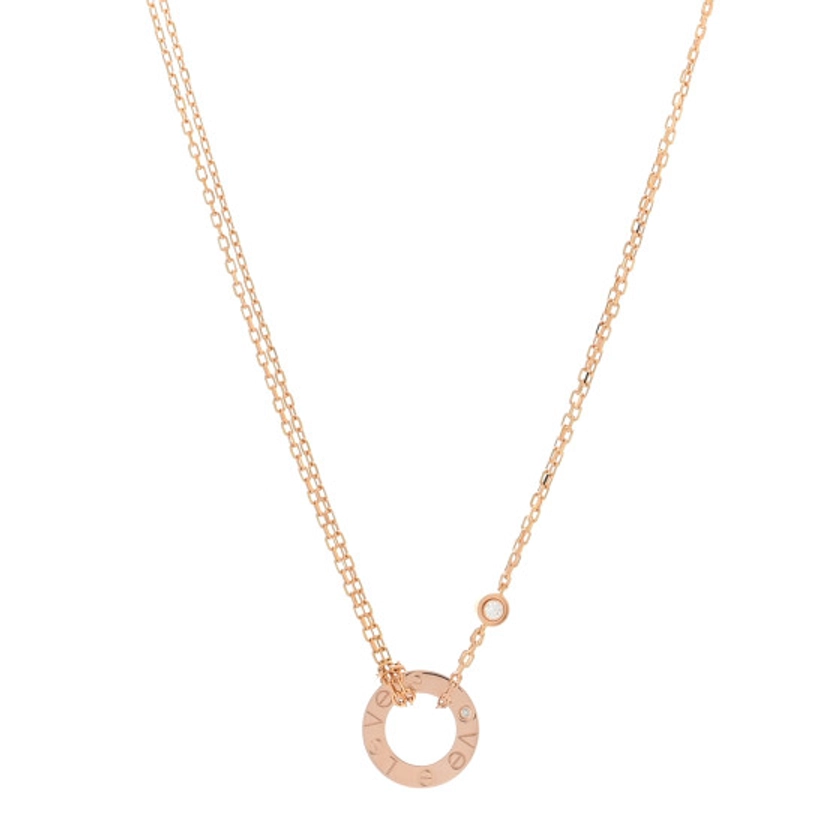 CARTIER 18K Pink Gold 2 Diamond LOVE Necklace | FASHIONPHILE